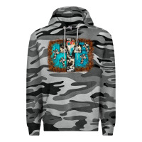Slate Camo bull skull cross backgraund Premium Hoodie - JahusDesignShop