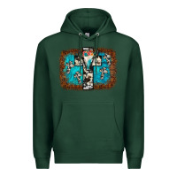 Sports Green bull skull cross backgraund Premium Hoodie - JahusDesignShop