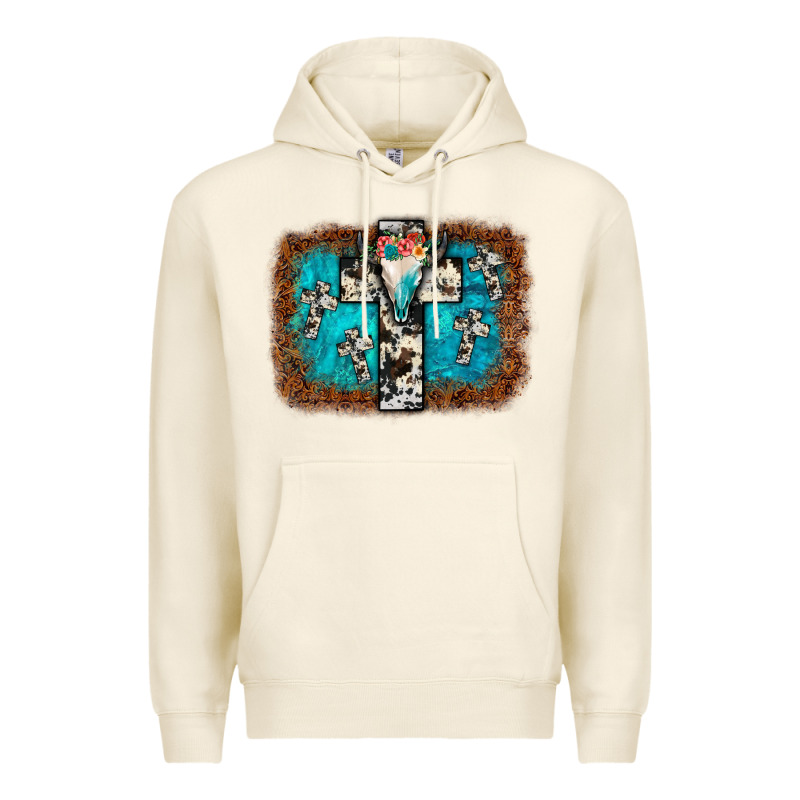 Bull Skull Cross Backgraund Premium Hoodie by JahusDesignShop | Teevron