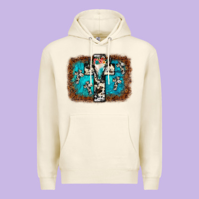 Bull Skull Cross Backgraund Premium Hoodie Designed By Jahusdesignshop