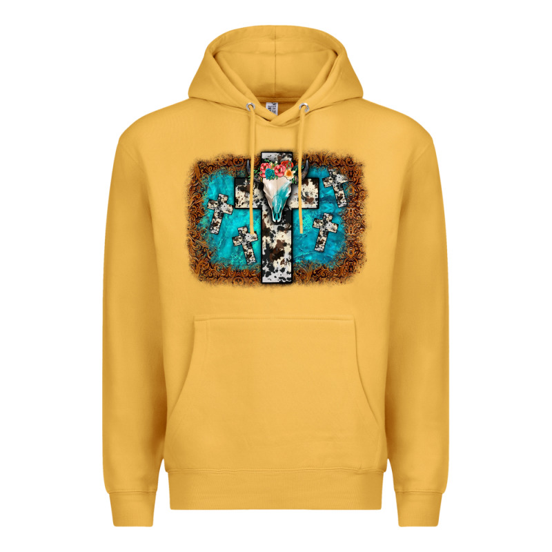 Bull Skull Cross Backgraund Premium Hoodie by JahusDesignShop | Teevron