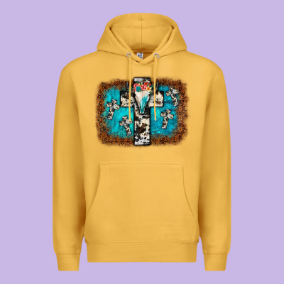 Bull Skull Cross Backgraund Premium Hoodie Designed By Jahusdesignshop