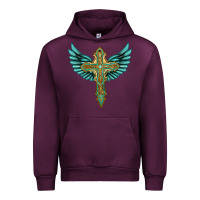 Mauve Wine wing cross Urban Hoodie - Artiststas