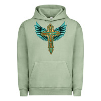 Pigment Oil Green wing cross Urban Hoodie - Artiststas