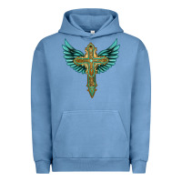 Pigment Pebble Blue wing cross Urban Hoodie - Artiststas