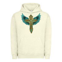 Pigment Pistachio wing cross Urban Hoodie - Artiststas