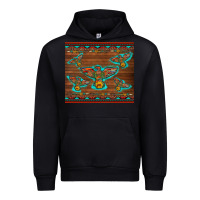 Black western thunderbird and arrow with aztec leopard Urban Hoodie - Artiststas