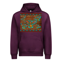 Mauve Wine western thunderbird and arrow with aztec leopard Urban Hoodie - Artiststas