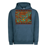Pigment Midnight Navy western thunderbird and arrow with aztec leopard Urban Hoodie - Artiststas