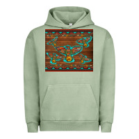 Pigment Oil Green western thunderbird and arrow with aztec leopard Urban Hoodie - Artiststas