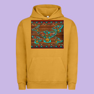 Western Thunderbird And Arrow With Aztec Leopard Urban Hoodie Designed By Artiststas