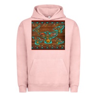 Pigment Salmon western thunderbird and arrow with aztec leopard Urban Hoodie - Artiststas