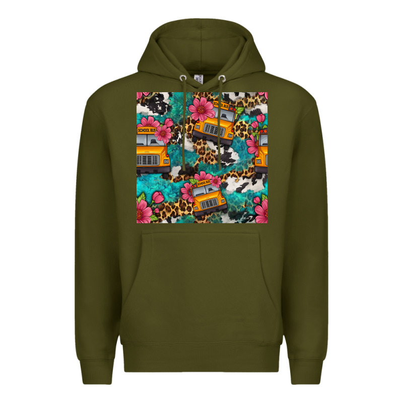 Western School Bus Seamless Pattern Premium Hoodie by BundleAndBundleShop | Teevron