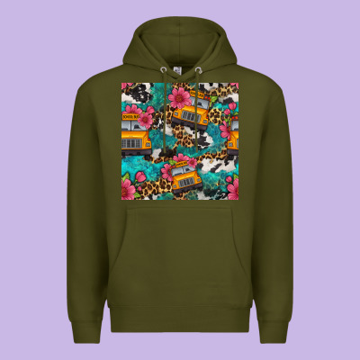 Western School Bus Seamless Pattern Premium Hoodie Designed By Bundleandbundleshop