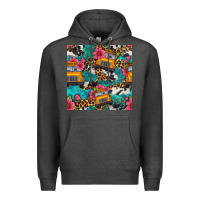 Charcoal Heather western school bus seamless pattern Premium Hoodie - BundleAndBundleShop