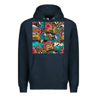 Navy western school bus seamless pattern Premium Hoodie - BundleAndBundleShop