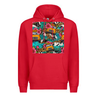 Red western school bus seamless pattern Premium Hoodie - BundleAndBundleShop