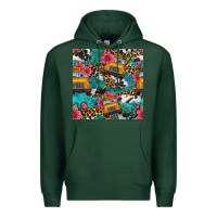 Sports Green western school bus seamless pattern Premium Hoodie - BundleAndBundleShop
