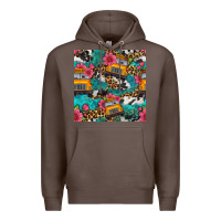 Coffee western school bus seamless pattern Premium Hoodie - BundleAndBundleShop