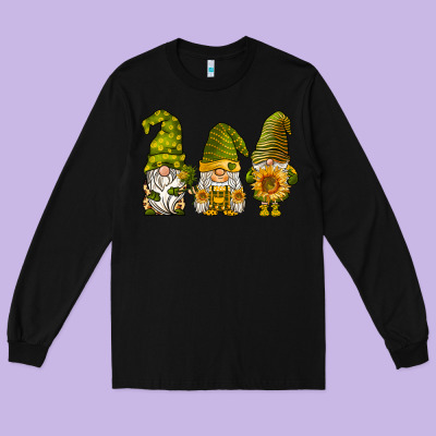 Sunflower Gnomies Long Sleeve Tee Designed By Barkaloodesign