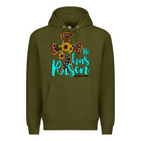 Army Green he has risen Premium Hoodie - JahusDesignShop