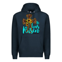 Navy he has risen Premium Hoodie - JahusDesignShop