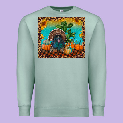 Turkey And Pumpkins Premium Sweatshirt Designed By Ranaportraitstore