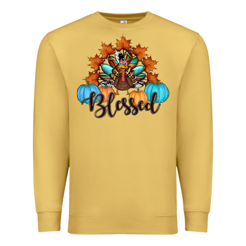 Thanksgiving Turkey Pumpkin Blessed Premium Sweatshirt by RanaPortraitStore | Teevron