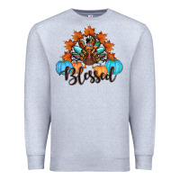 Heather Grey thanksgiving turkey pumpkin blessed Premium Sweatshirt - RanaPortraitStore
