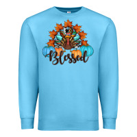 Ocean Blue thanksgiving turkey pumpkin blessed Premium Sweatshirt - RanaPortraitStore