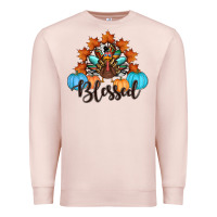 Pale Pink thanksgiving turkey pumpkin blessed Premium Sweatshirt - RanaPortraitStore
