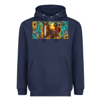 Navy horse and desert with sunflowers gemstone Heavyweight Hoodie - RanaPortraitStore