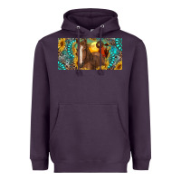 Plum horse and desert with sunflowers gemstone Heavyweight Hoodie - RanaPortraitStore