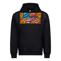 Black usa flag and serape with leopard and sunflowers license plate Urban Hoodie - Artiststas