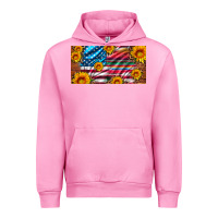Fuchsia Pink usa flag and serape with leopard and sunflowers license plate Urban Hoodie - Artiststas