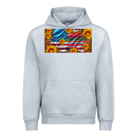 Heather Grey usa flag and serape with leopard and sunflowers license plate Urban Hoodie - Artiststas
