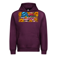 Mauve Wine usa flag and serape with leopard and sunflowers license plate Urban Hoodie - Artiststas