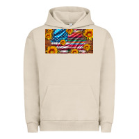 Pigment French Oak usa flag and serape with leopard and sunflowers license plate Urban Hoodie - Artiststas