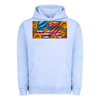 Pigment Grape Ice usa flag and serape with leopard and sunflowers license plate Urban Hoodie - Artiststas