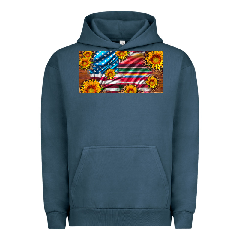 Usa Flag And Serape With Leopard And Sunflowers License Plate Urban Hoodie by Artiststas | Teevron