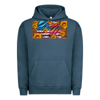 Pigment Midnight Navy usa flag and serape with leopard and sunflowers license plate Urban Hoodie - Artiststas