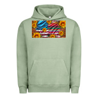 Pigment Oil Green usa flag and serape with leopard and sunflowers license plate Urban Hoodie - Artiststas