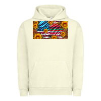 Pigment Pistachio usa flag and serape with leopard and sunflowers license plate Urban Hoodie - Artiststas