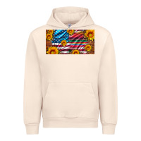 Sandshell usa flag and serape with leopard and sunflowers license plate Urban Hoodie - Artiststas
