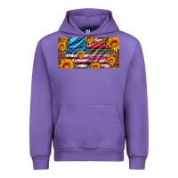 Tulip usa flag and serape with leopard and sunflowers license plate Urban Hoodie - Artiststas