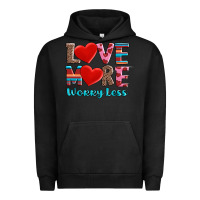 Pigment Black love more worry less Urban Hoodie - AdoDesignShop