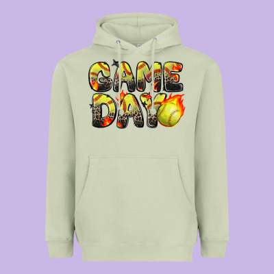 Game Day Softball Leopard Heavyweight Hoodie Designed By Zillion Design Studio