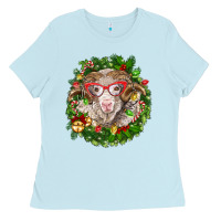 Baby Blue Christmas merino Ladies Tee - BarkalooDesign