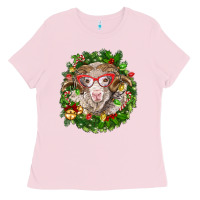 Bubblegum Pink Christmas merino Ladies Tee - BarkalooDesign