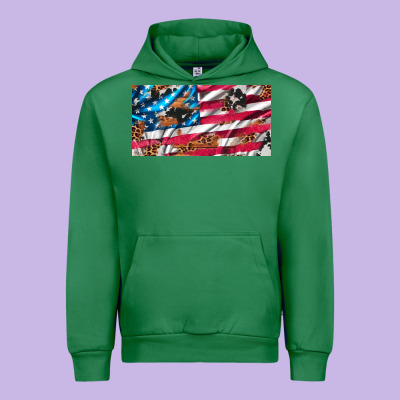 Usa Flag And Leopard With Wood License Plate Urban Hoodie Designed By Artiststas